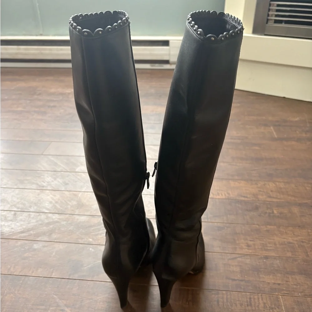 Coach Jade Black Tall leather boots with studded trim - Picture 10 of 14